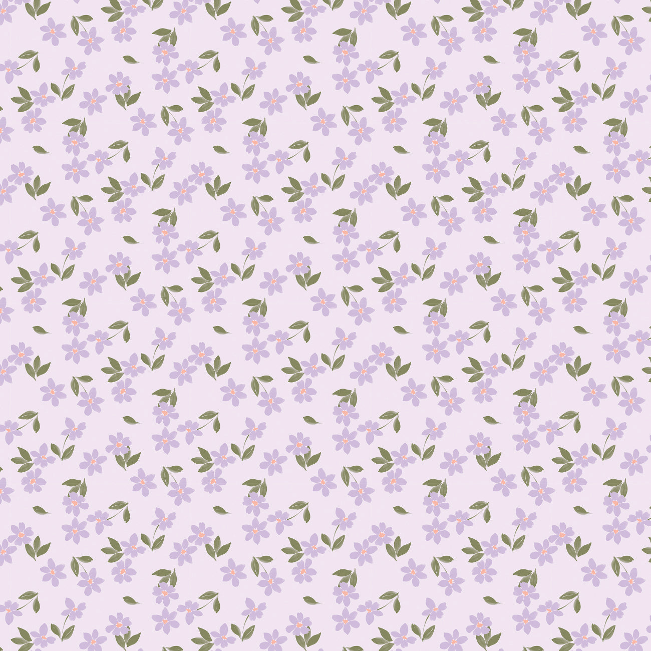 Daisy and Lilly  Collection-Scattered Flowers-Light Purple-Quilting Fabrics-58240105-01