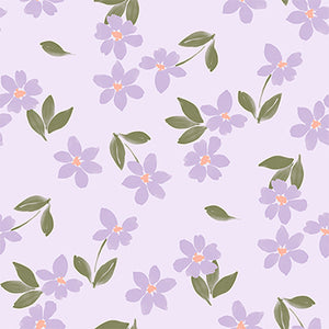 Daisy and Lilly  Collection-Scattered Flowers-Light Purple-Quilting Fabrics-58240105-01