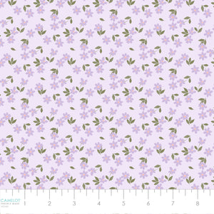 Daisy and Lilly  Collection-Scattered Flowers-Light Purple-Quilting Fabrics-58240105-01