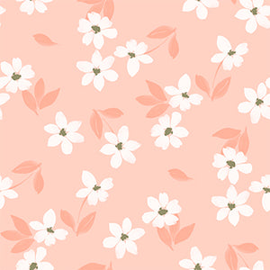 Daisy and Lilly  Collection-Scattered Flowers-Light Coral-Quilting Fabrics-58240105-02