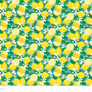 Lemon Drop Collection-Lemon Blossoms-Light Blue-Quilting Fabrics-58240202-02