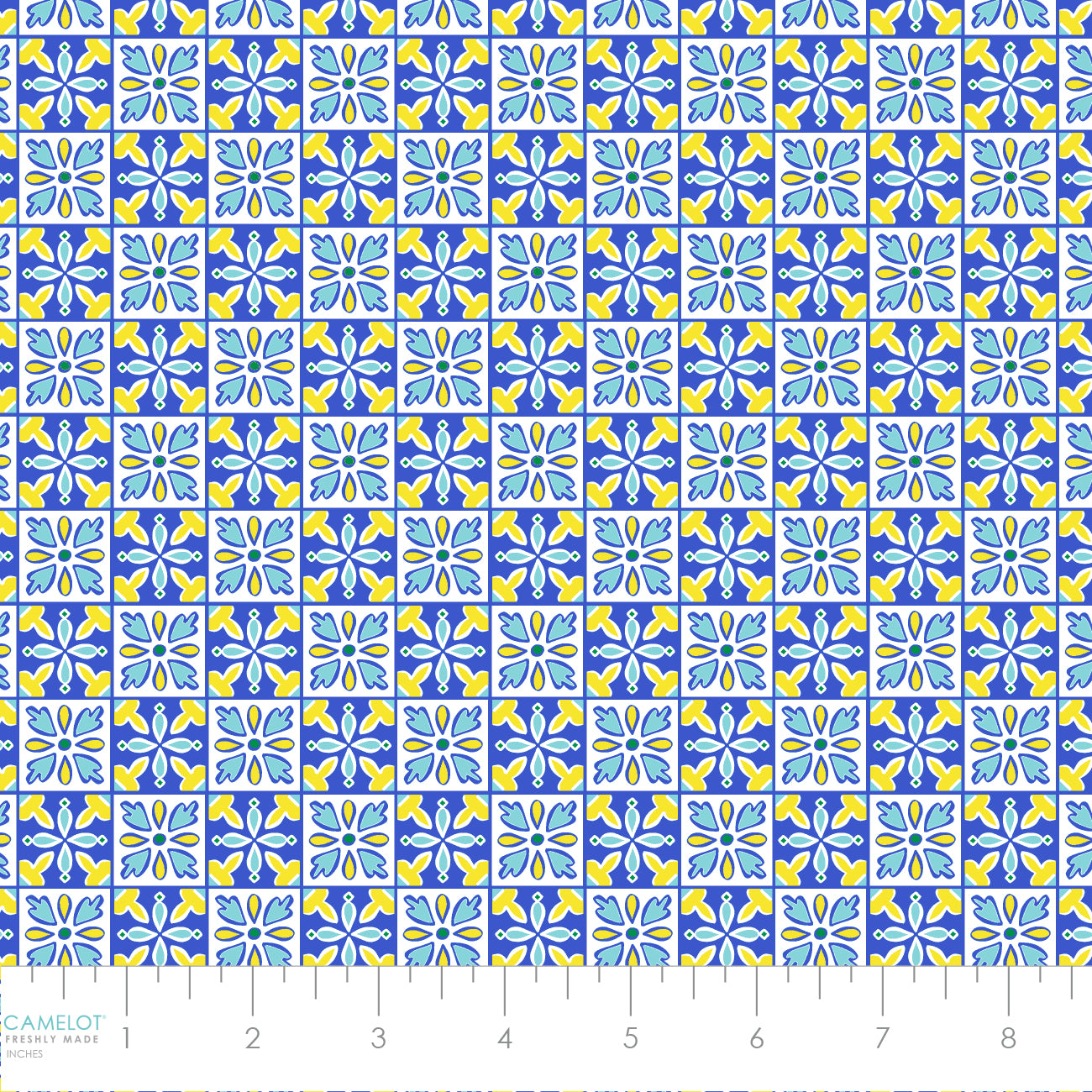 Lemon Drop Collection-Tiles-Blue-Quilting Fabrics-58240207-02