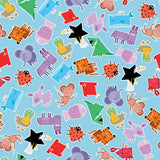 Collection Formes Joyeuses-Animaux Joyeux-Bleu-100% Coton-60260102-02