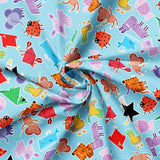 Collection Formes Joyeuses-Animaux Joyeux-Bleu-100% Coton-60260102-02