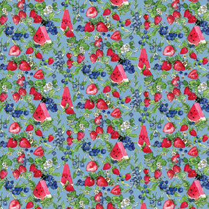 Sweet Summer Collection-Berry Blossoms-Blue-100% Cotton 66230202-03