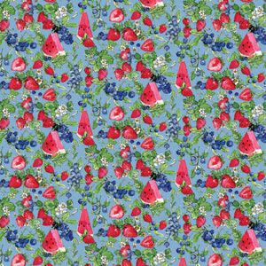Sweet Summer Collection-Berry Blossoms-Blue-100% Cotton 66230202-03