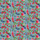 Sweet Summer Collection-Berry Blossoms-Blue-100% Cotton 66230202-03