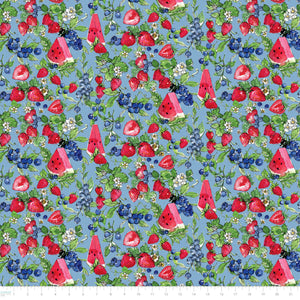 Sweet Summer Collection-Berry Blossoms-Blue-100% Cotton 66230202-03
