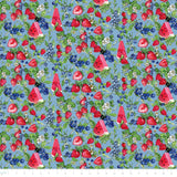 Sweet Summer Collection-Berry Blossoms-Blue-100% Cotton 66230202-03