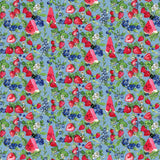 Sweet Summer Collection-Berry Blossoms-Blue-100% Cotton 66230202-03