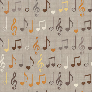 Song Bird Collection-Musical Notes-Taupe-Quilting Fabrics-66240104-02