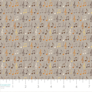 Song Bird Collection-Musical Notes-Taupe-Quilting Fabrics-66240104-02