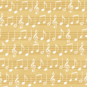 Song Bird Collection-Music Sheets-Yellow-Quilting Fabrics-66240106-03