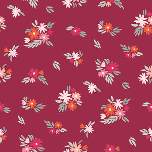 Blooming Hearts Collection-Fluttering Florals-Burgundy-66240203-02
