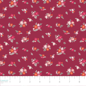 Blooming Hearts Collection-Fluttering Florals-Burgundy-66240203-02