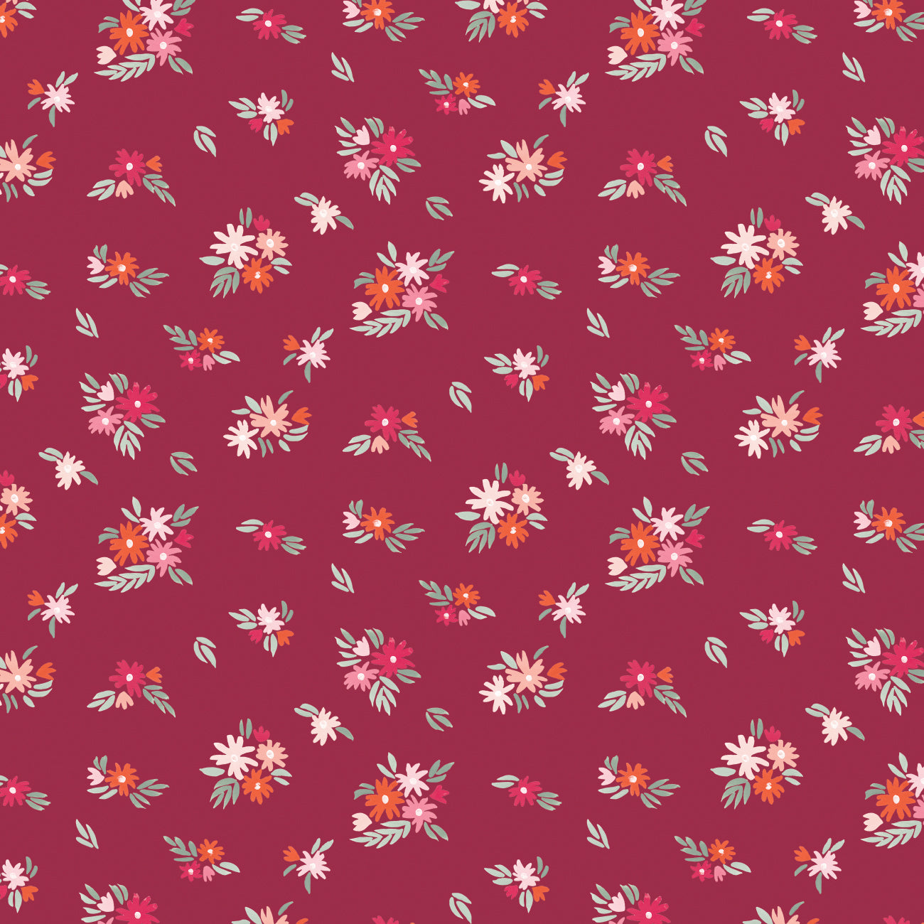 Blooming Hearts Collection-Fluttering Florals-Burgundy-66240203-02