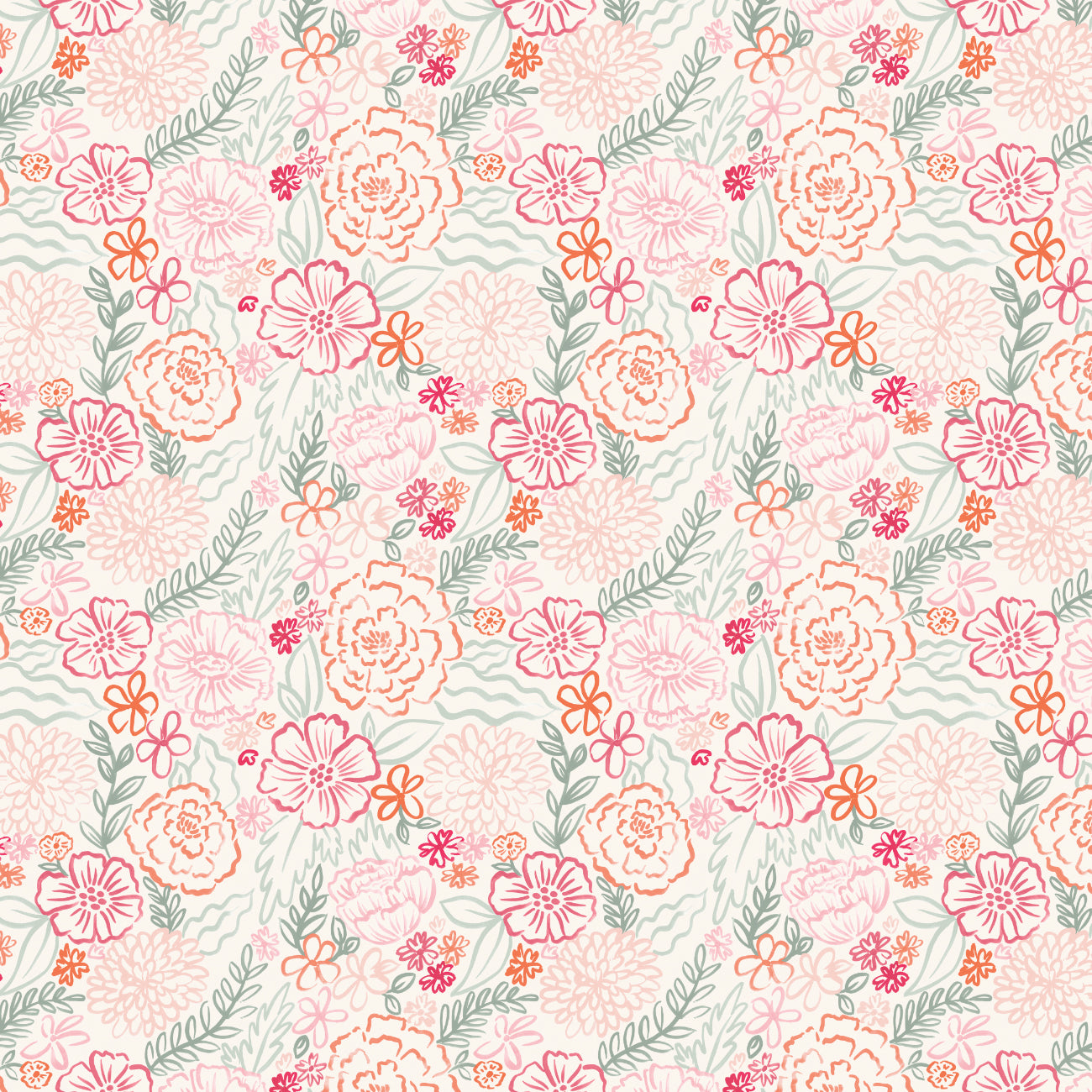 Blooming Hearts Collection-Soft Sketch Blooms-Cream-66240205-01