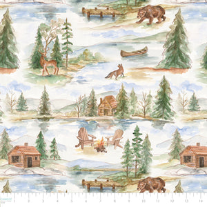 Living on Lake Time Collection-Lake Scenery-Multi-100% Cotton-66250101-01