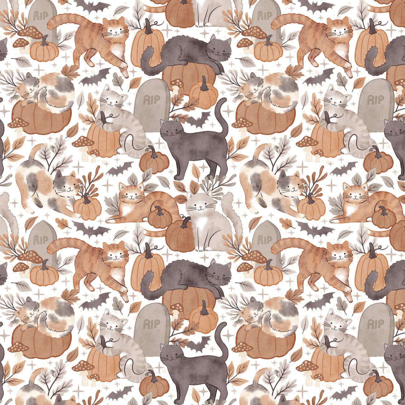 Pumpkins and Paws Collection-Pumpkins and Paws-White-100% Cotton-66250201-01