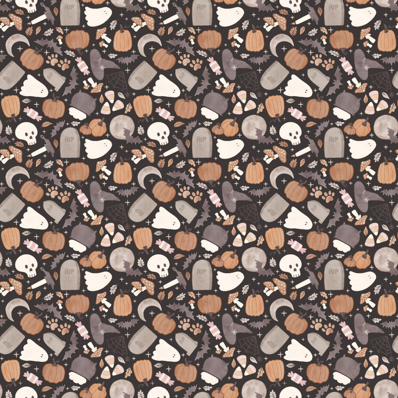 Pumpkins and Paws Collection-Soft Hallows' Eve-Charcoal-100% Cotton-66250202-02
