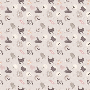 Pumpkins and Paws Collection-Soft Witch Familiars-Light Grey-100% Cotton-66250204-01