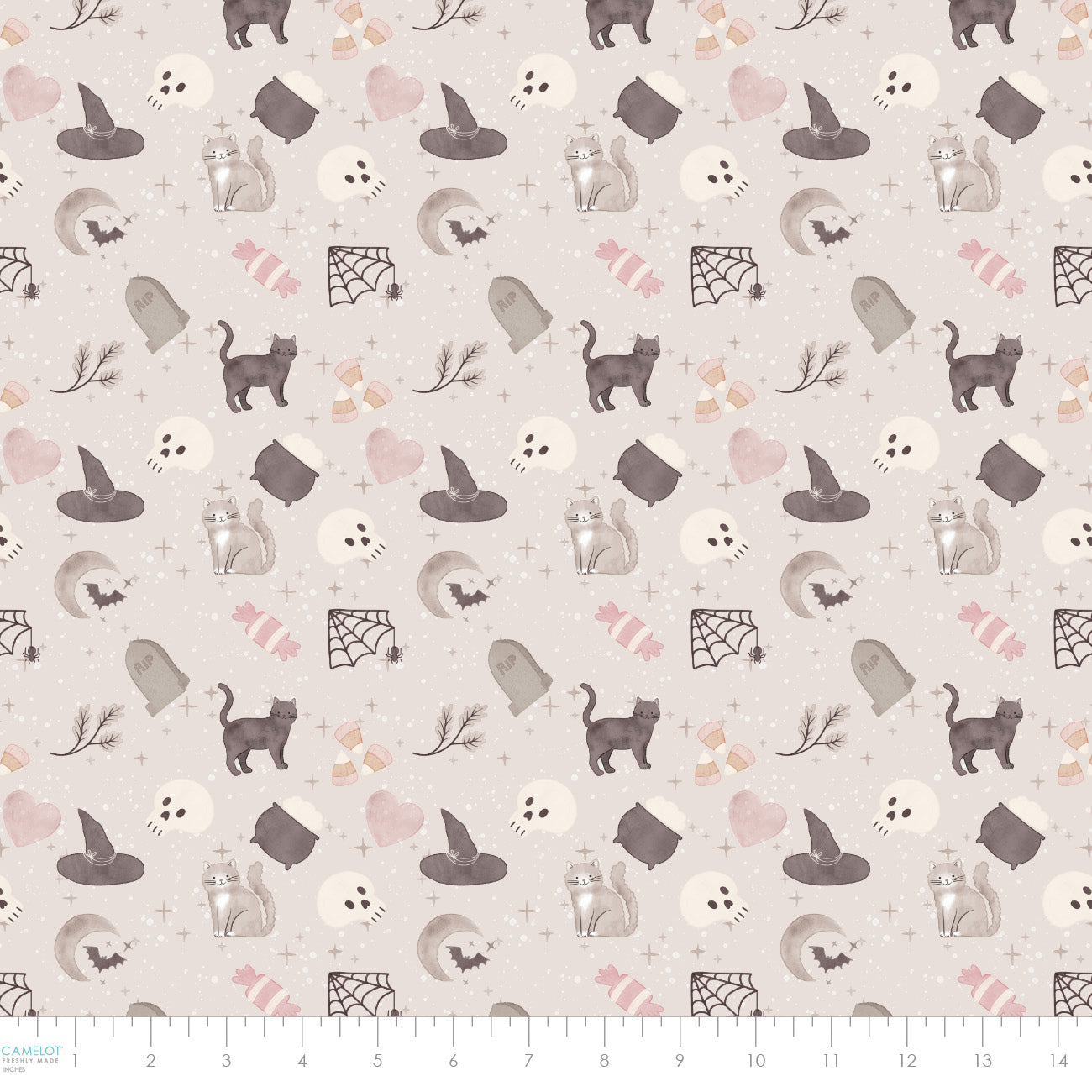 Pumpkins and Paws Collection-Soft Witch Familiars-Light Grey-100% Cotton-66250204-01