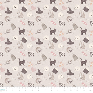 Pumpkins and Paws Collection-Soft Witch Familiars-Light Grey-100% Cotton-66250204-01