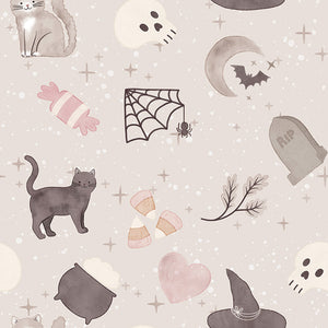 Pumpkins and Paws Collection-Soft Witch Familiars-Light Grey-100% Cotton-66250204-01