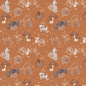 Pumpkins and Paws Collection-Forest Witch Familiars-Orange-100% Cotton-66250205-01