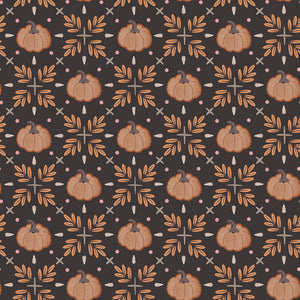 Pumpkins and Paws Collection-Pumpkin Trellis-Charcoal-100% Cotton-66250206-02