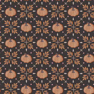 Pumpkins and Paws Collection-Pumpkin Trellis-Charcoal-100% Cotton-66250206-02