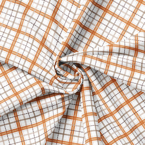 Pumpkins and Paws Collection-Harvest Plaid-White-100% Cotton-66250207-01