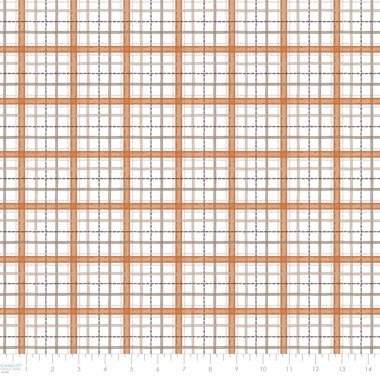 Pumpkins and Paws Collection-Harvest Plaid-White-100% Cotton-66250207-01