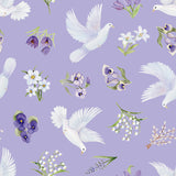 Blessings in Bloom Collection-Doves-Quilting Cotton- Light Purple -66250605-01