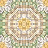 Collection Mosaïque Botanique-Mosaïque Florale Hexagonale-Vert-Coton-66250703-01