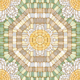 Collection Mosaïque Botanique-Mosaïque Florale Hexagonale-Vert-Coton-66250703-01