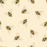 Botanical Mosaic Collection-Bumble Bees-Quilting Cotton- Yellow -66250706-01