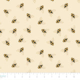 Botanical Mosaic Collection-Bumble Bees-Quilting Cotton- Yellow -66250706-01