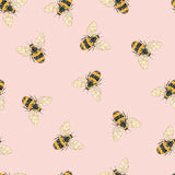Botanical Mosaic Collection-Bumble Bees-Quilting Cotton- Pink -66250706-02