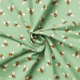 Botanical Mosaic Collection-Bumble Bees-Quilting Cotton-Green -66250706-03