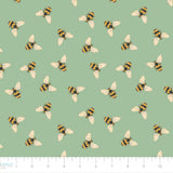 Botanical Mosaic Collection-Bumble Bees-Quilting Cotton-Green -66250706-03