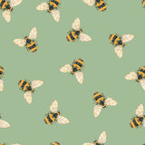 Botanical Mosaic Collection-Bumble Bees-Quilting Cotton-Green -66250706-03