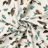 Collection Lac Vintage-Canards sur Rayures-Crème-100% Coton-66260102-01