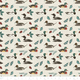 Collection Lac Vintage-Canards sur Rayures-Crème-100% Coton-66260102-01