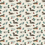 Collection Lac Vintage-Canards sur Rayures-Crème-100% Coton-66260102-01