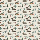 Collection Lac Vintage-Canards sur Rayures-Crème-100% Coton-66260102-01