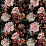 Bloom Noir Collection-Dramatic Blooms-Quilting Cotton-Burgundy -76250201-01