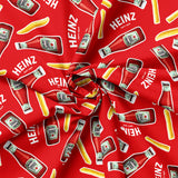 Collection Heinz   -Autocollants Ketchup et Frites-Rouge Vif --100% Coton-78010108-02