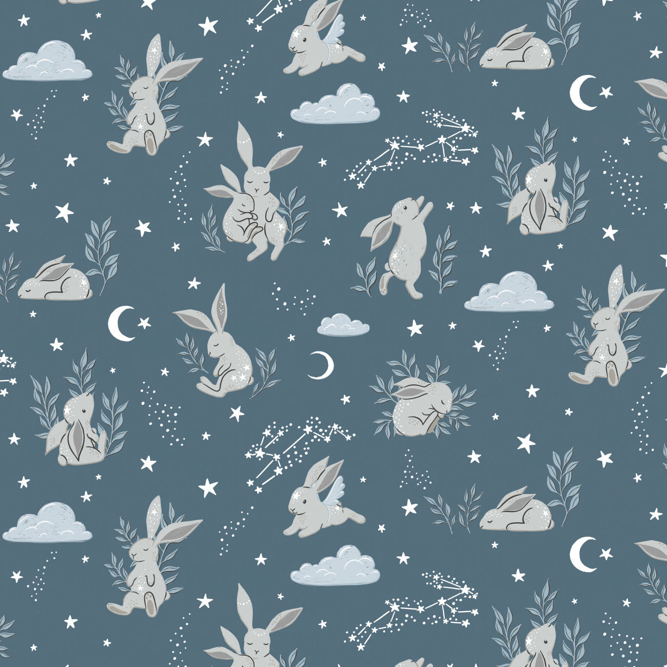 Fleece and Flannel 2024 Catalog-Bunny Dreams-Blue-Cotton Flannel-82230101B-02