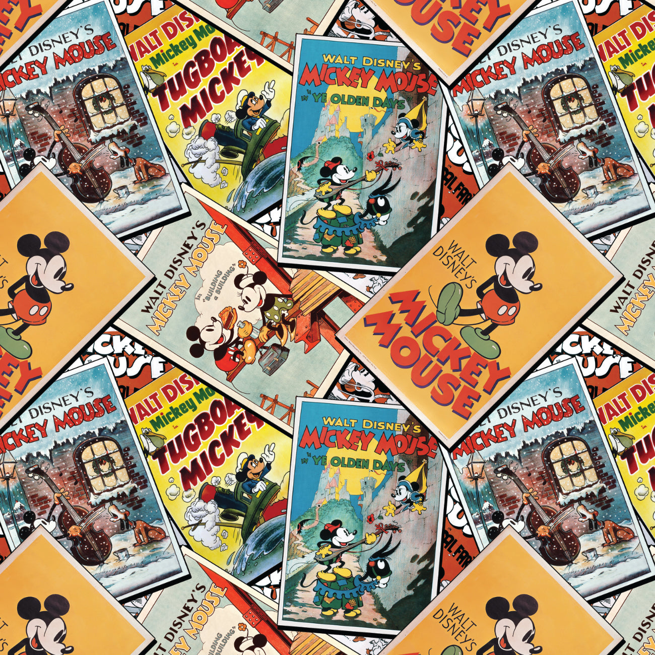 Character Posters Collection-Mickey and Minnie Classic Poster Stack-Multi-100% Cotton-85271088-01